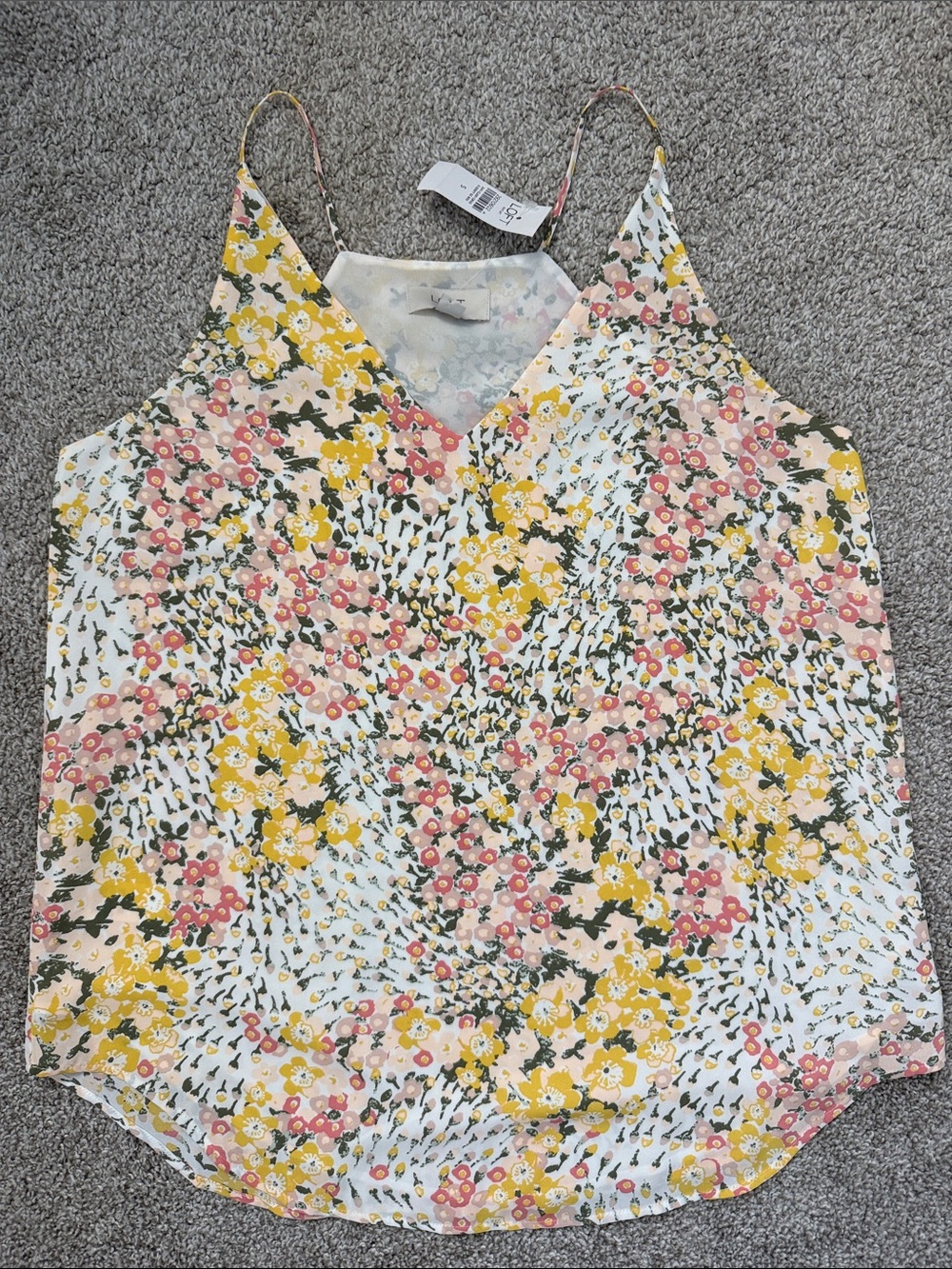 LOFT Yellow & Pink Floral V-Neck Spaghetti-Strap Cami
